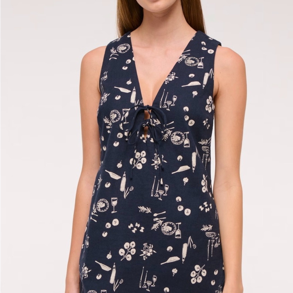 Abercrombie & Fitch Linen-Blend Tie-Front Mini Dress